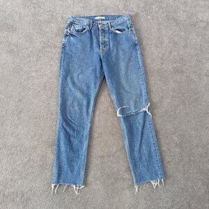 Grlfrnd Karolina Jeans Womens High Rise Raw Hem Distressed Denim
